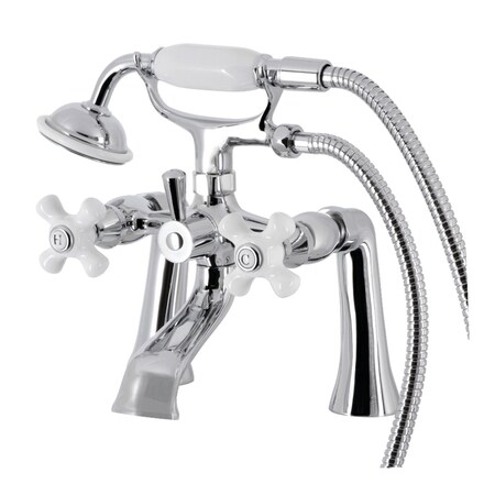 Kingston Brass KS268PXC Deck Mount Clawfoot Tub Faucet with Hand Shower, Polished Chrome KS268PXC